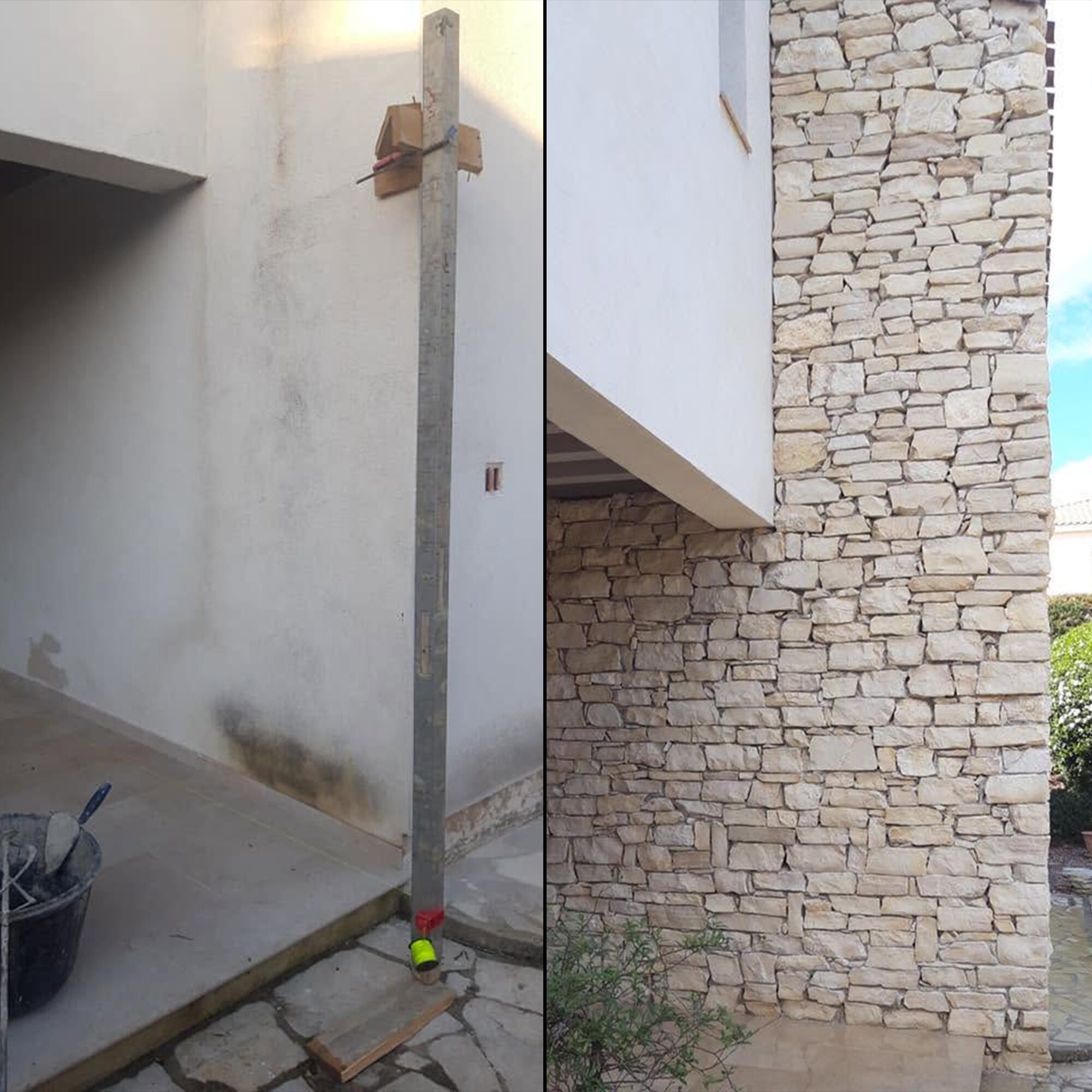Habillage de façade en pierre naturelle réalisé par Bruneau Maçonnerie