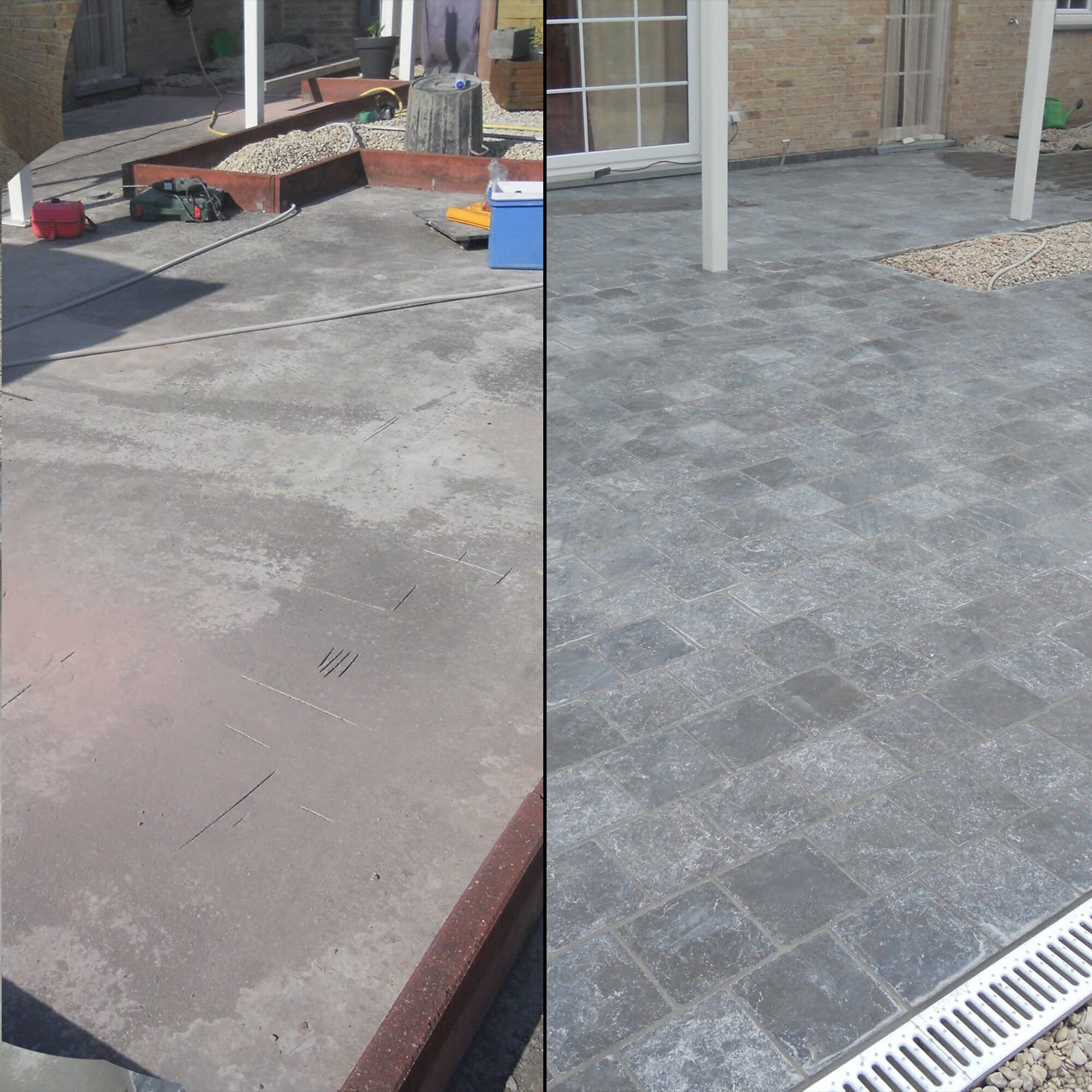 Terrasse en pavés réalisée par Bruneau Maçonnerie